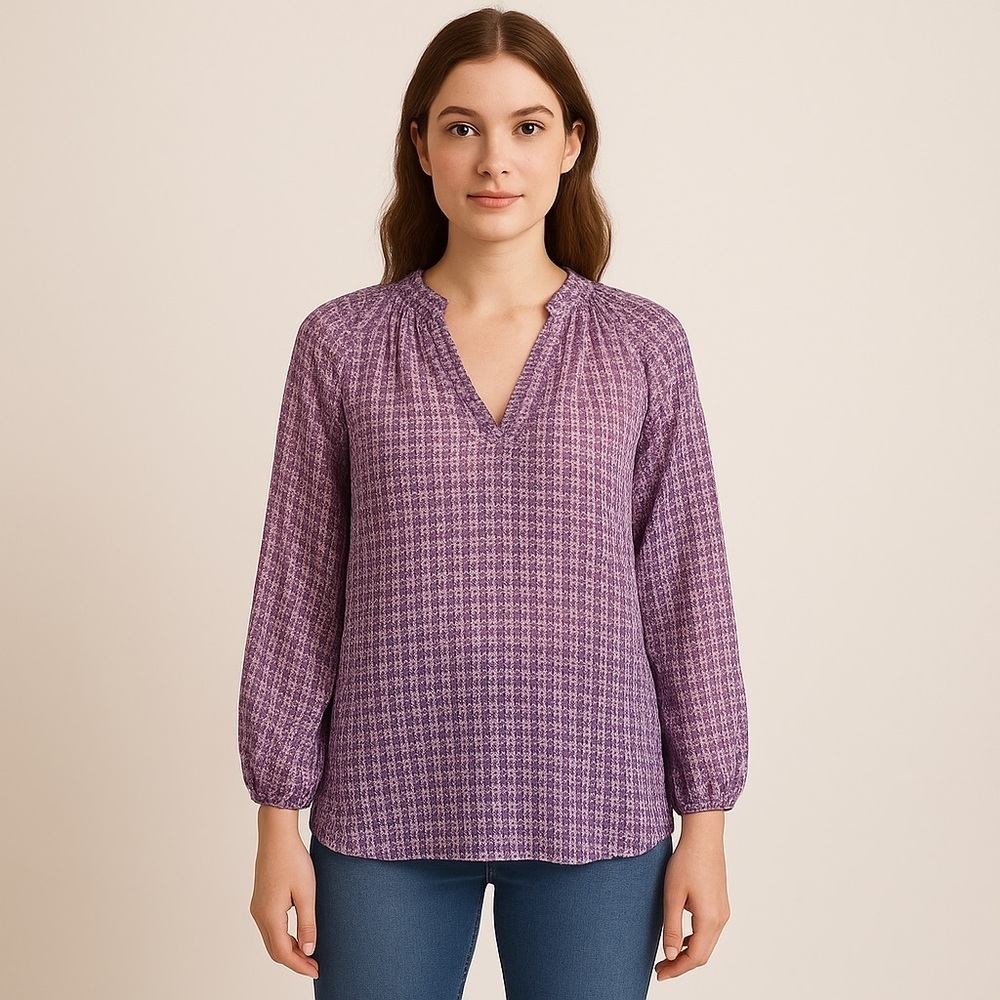 Violet + Claire Purple Sheer Peasant Blouse Women’s S Boho Tunic Top Y2k Boho